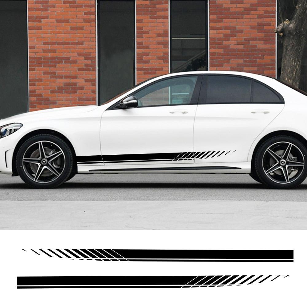 Car Side Skirt Racing Stripe Decals — Vinyl Body Graphics (2 Pcs, Universal)