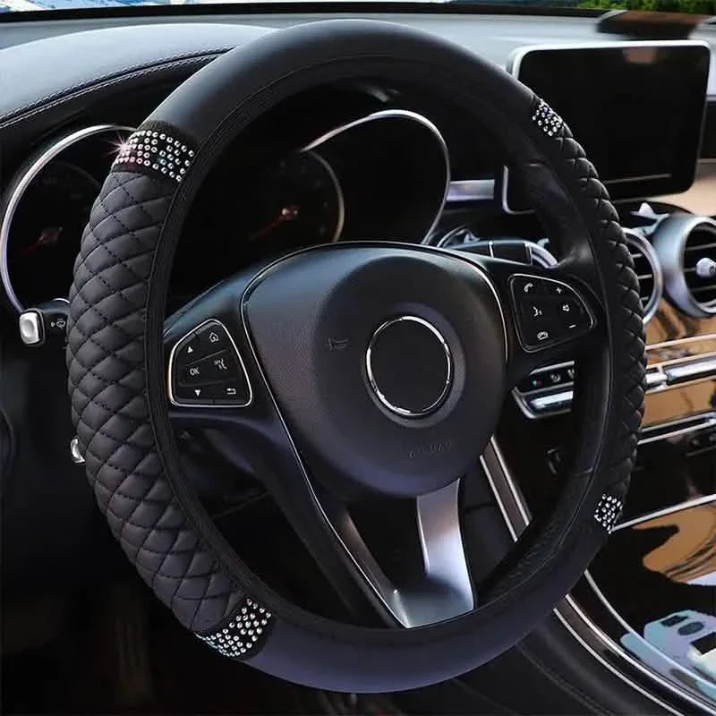 Bling Leather Steering Wheel Cover — Non-Slip, All-Season - main thumbnail 20260723