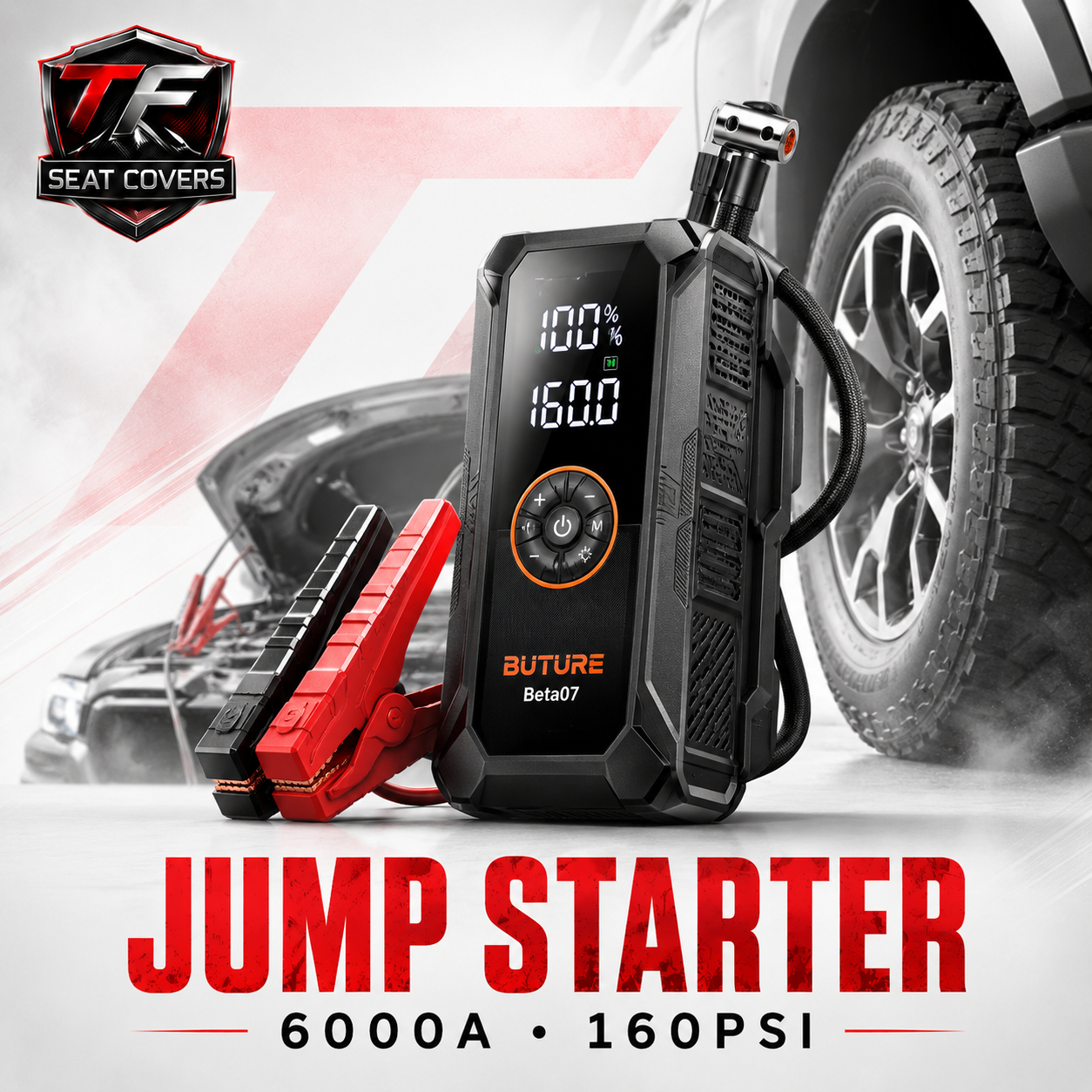 【Top-Rated】Buture Beta07 Car Jump Starter 6000A丨160PSI Smart Inflating, PD45W Fast Charge - 6000a 160psi main thumbnail 20260723