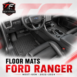 Sharkskin Custom-Fit Ford Ranger Next-Gen 2022–2024 All-Weather Floor Mats 1