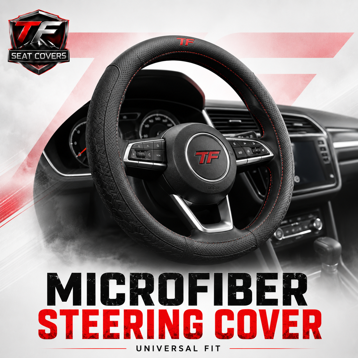 Microfiber Leather Steering Wheel Cover — Embossed, Breathable & Anti-Slip - dashboard
