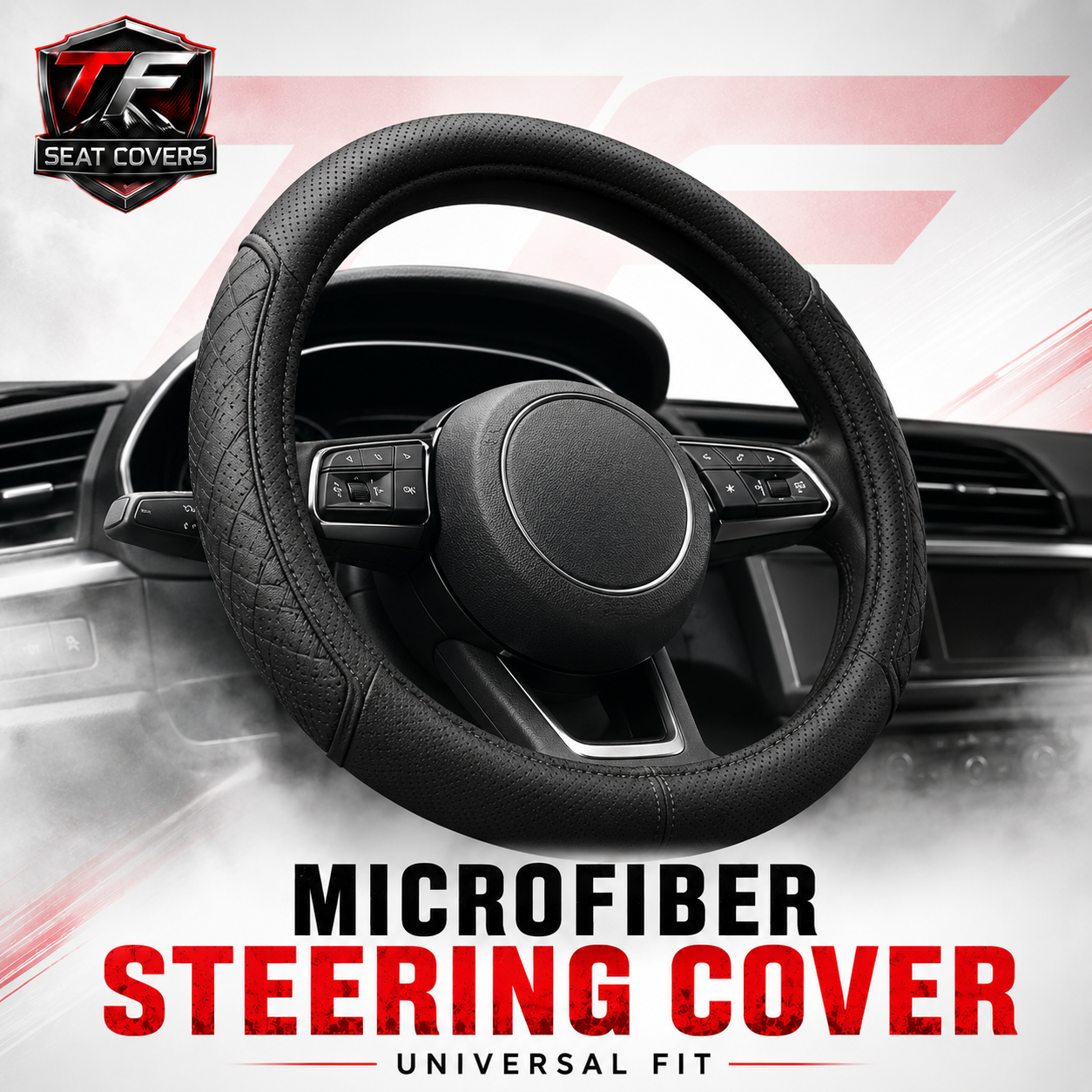 Microfiber Leather Steering Wheel Cover — Embossed, Breathable & Anti-Slip - wheel