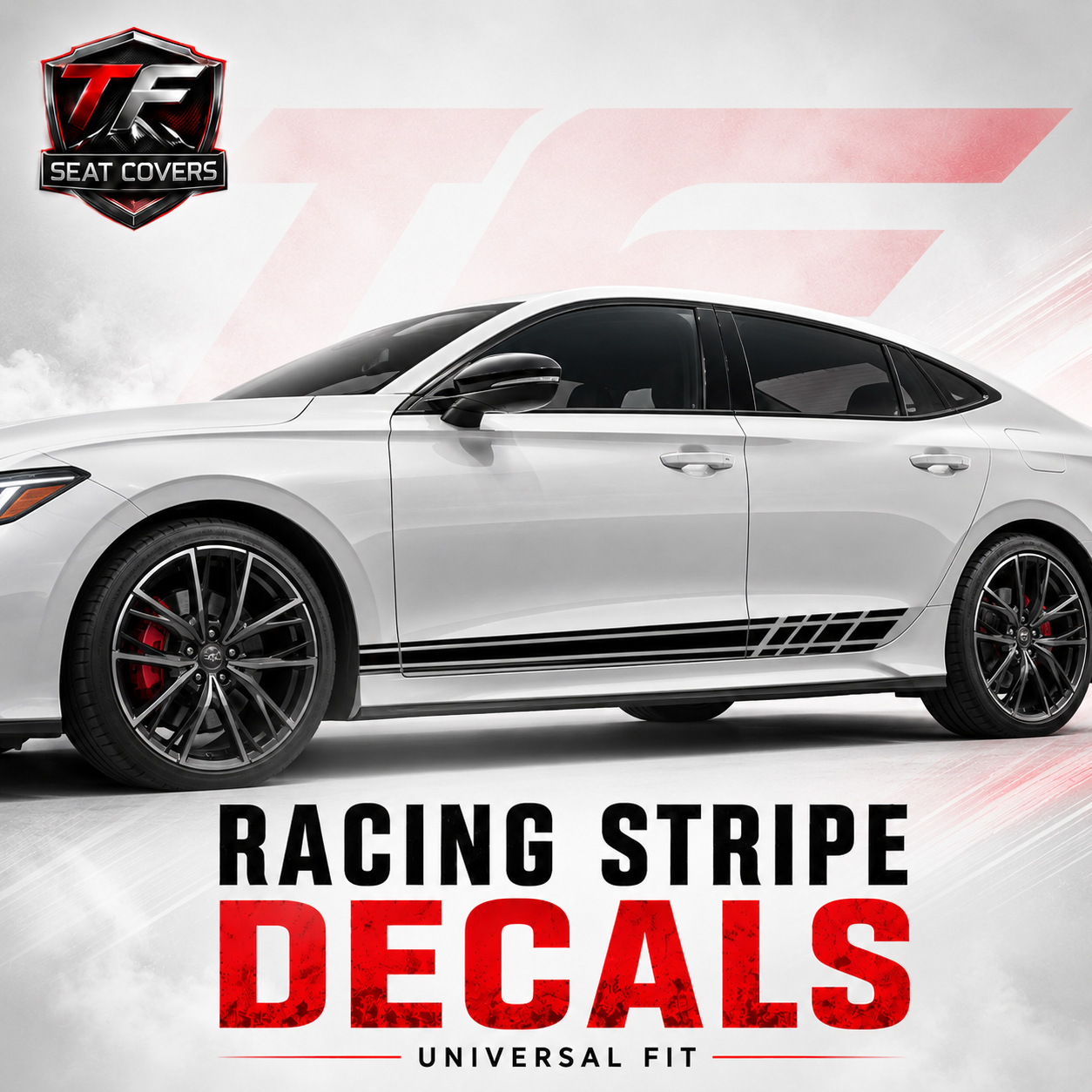 Car Side Skirt Racing Stripe Decals — Vinyl Body Graphics (2 Pcs, Universal) - car side