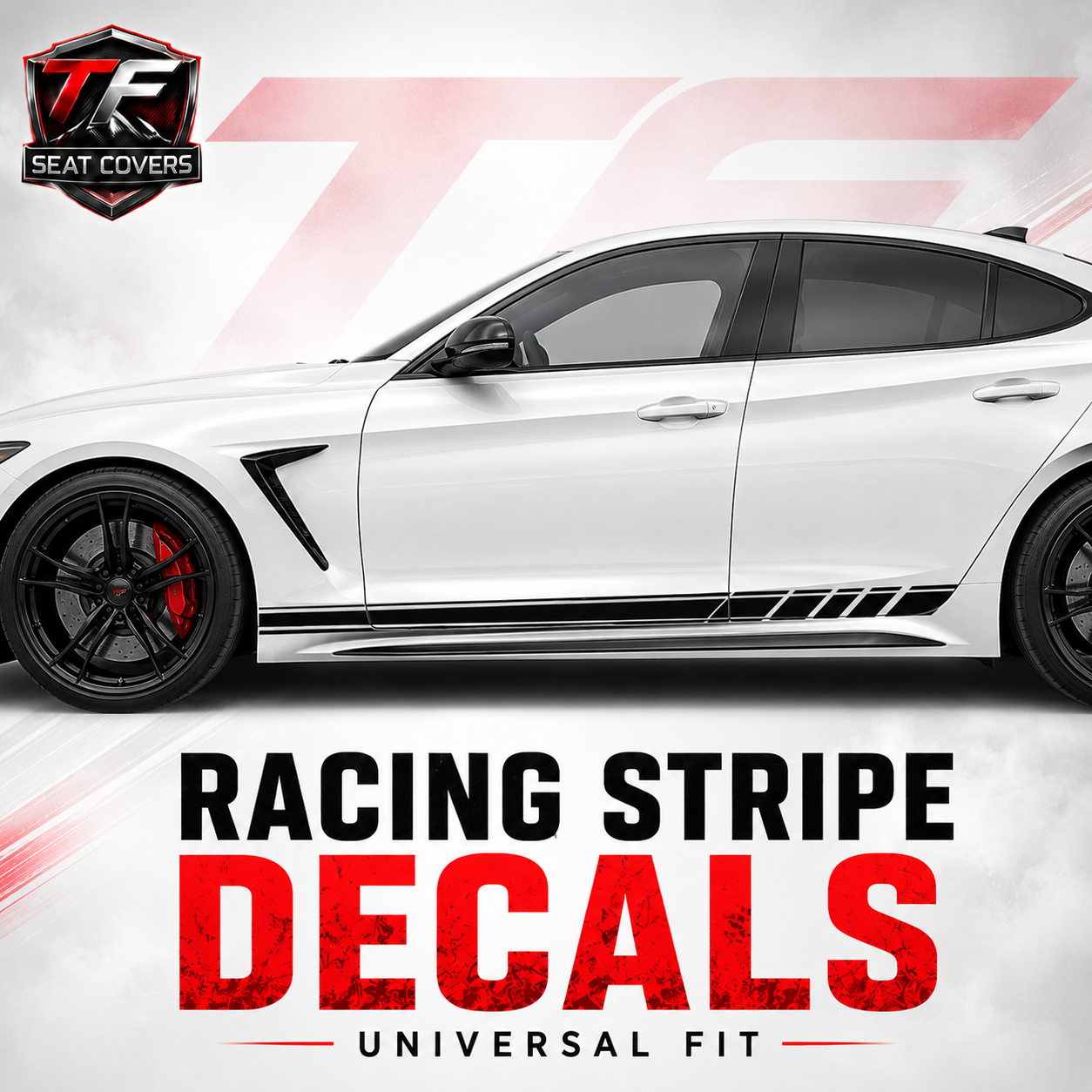 Car Side Skirt Racing Stripe Decals — Vinyl Body Graphics (2 Pcs, Universal) - car side