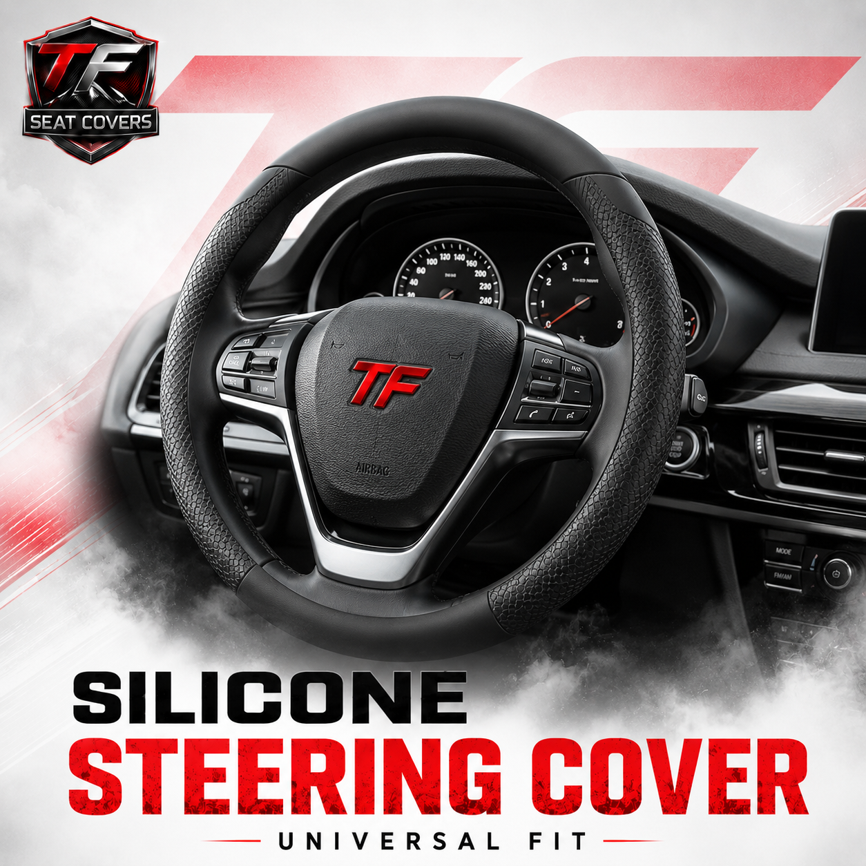 Silicone Steering Wheel Cover — Anti-Slip, Universal Fit - dashboard