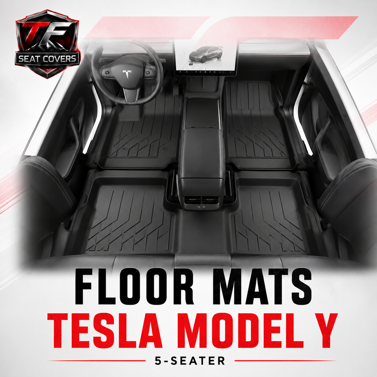 Sharkskin Custom-Fit Tesla Model Y (5-Seater) All-Weather Floor Mats - front