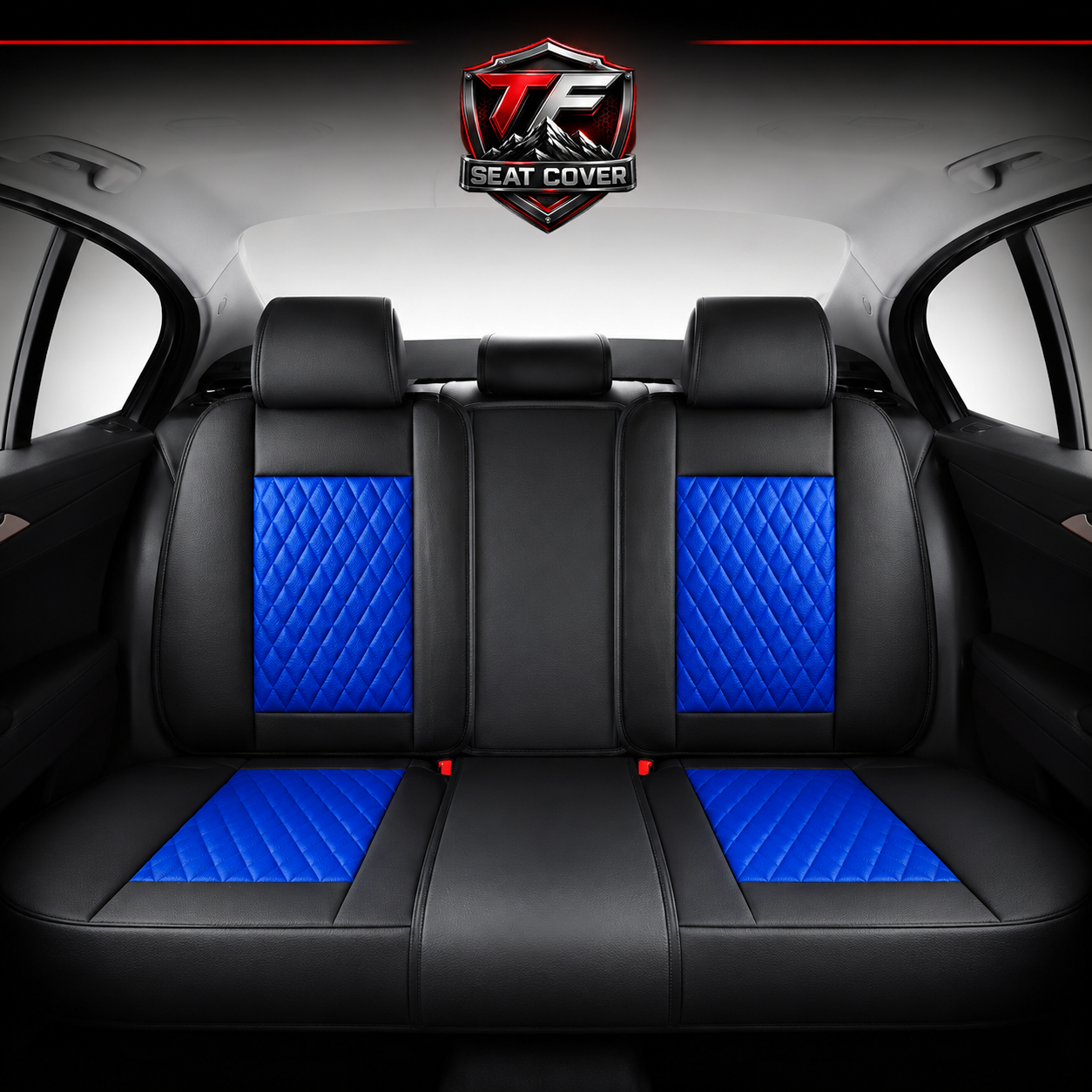 Premium Nappa Leather Seat Covers | Custom Fit for Cars, SUVs & Trucks - Black & Blue / Rear Seats Only variant image 20260723-r5