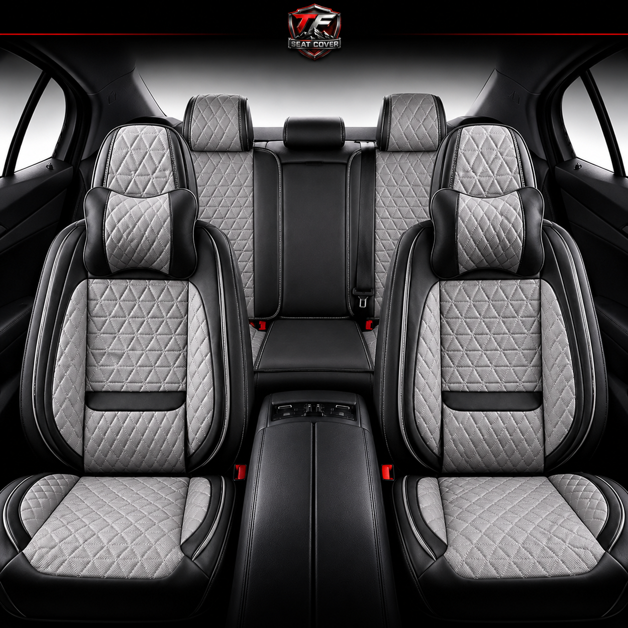 Premium Nappa Leather Seat Covers | Custom Fit for Cars, SUVs & Trucks - Black & Grey / Front & Rear Seats variant image 20260723-r4