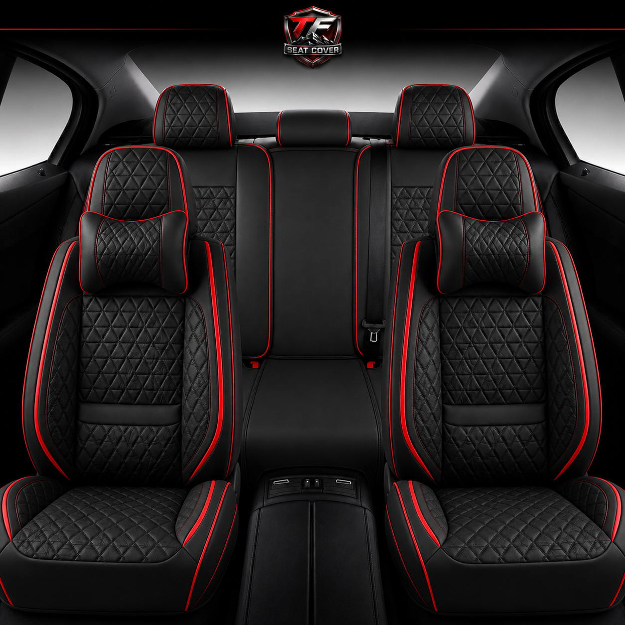 Premium Nappa Leather Seat Covers | Custom Fit for Cars, SUVs & Trucks - Black & Red Line / Front & Rear Seats variant image 20260723-r4