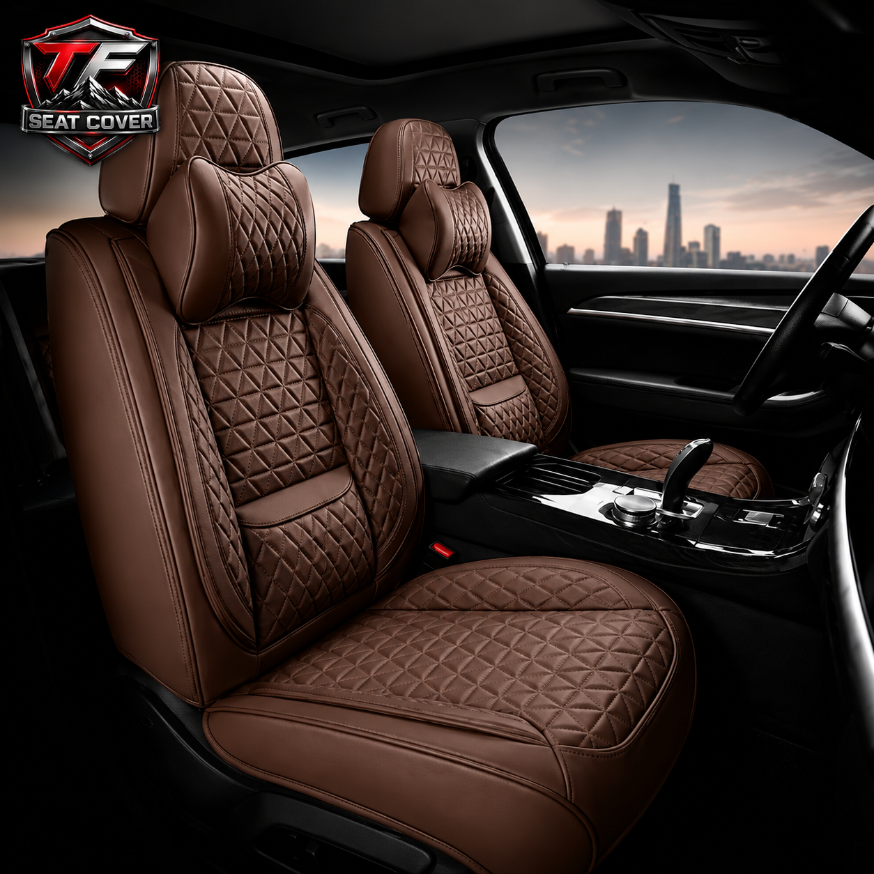 Premium Nappa Leather Seat Covers | Custom Fit for Cars, SUVs & Trucks - Brown Coffe / Front Seats Only variant image 20260724-r1